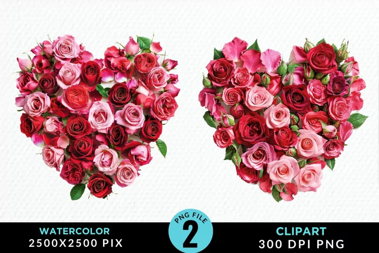 Heart Flower Sublimation PNG Clipart