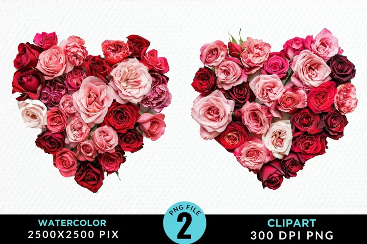 Heart Flower Illustration PNG Clipart
