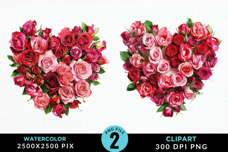 Heart Flower Sublimation PNG Clipart