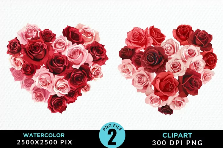 Heart Flower Sublimation PNG Clipart