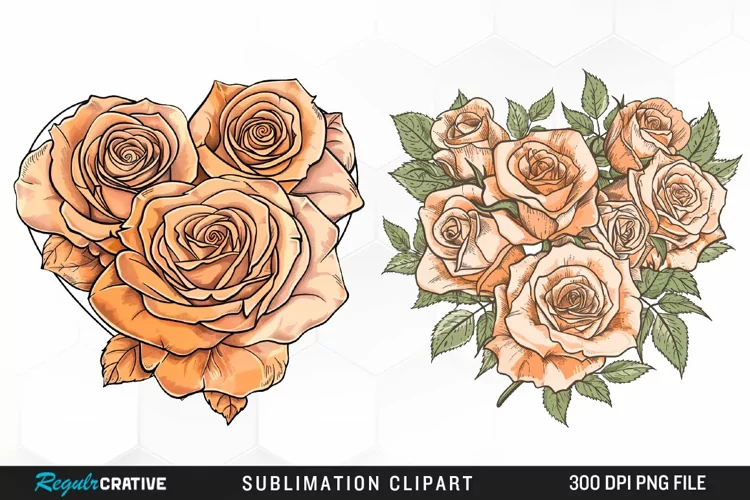 Watercolor Heart Flower Wreath Artwork Clipart
