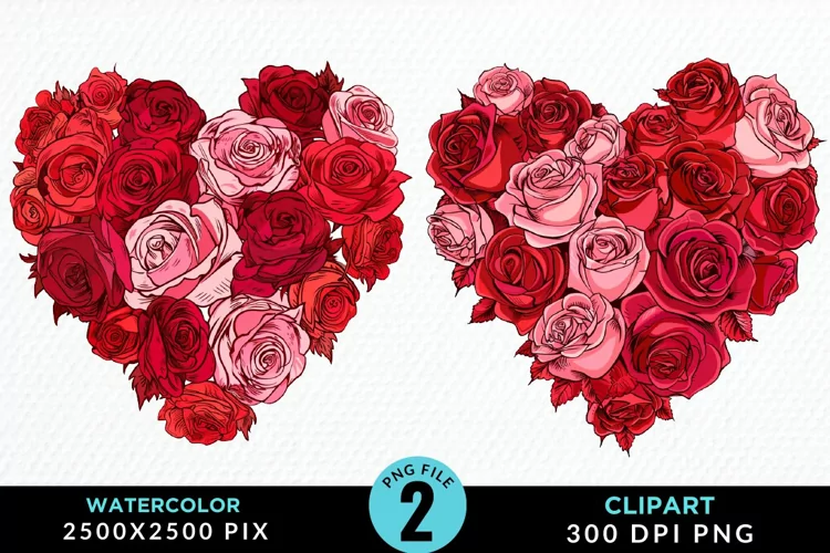 Heart Flower Sublimation PNG Clipart