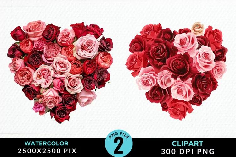Heart Flower Sublimation PNG Clipart