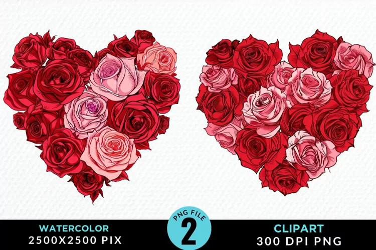 Heart Flower Sublimation PNG Clipart