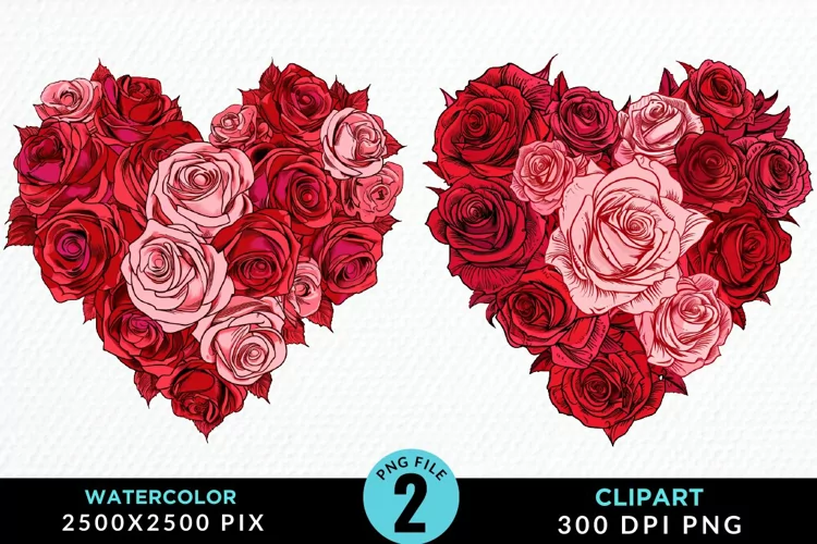 Heart Flower Sublimation PNG Clipart