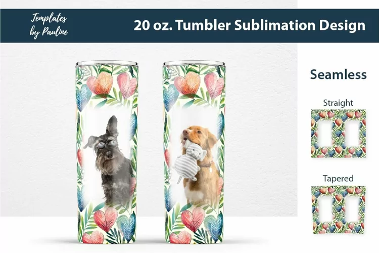 Watercolor Heart Photo Tumbler Wrap for Sublimation