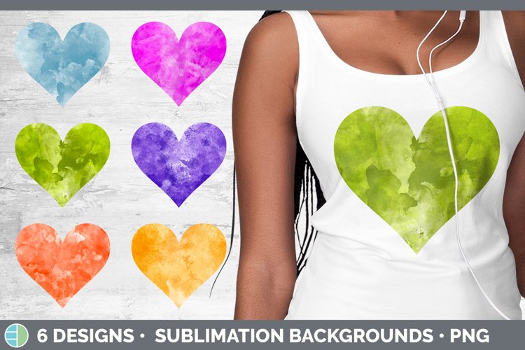 Watercolor Hearts Clipart | Sublimation Designs