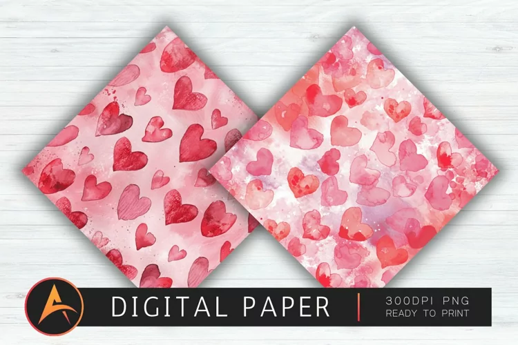 Watercolor Heart Valentines Wallpaper