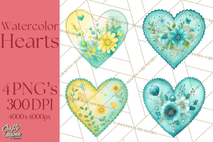 Watercolor Hearts PNG Clipart, Cute Valentine Clip Art