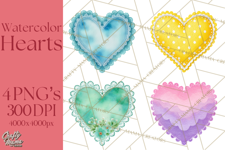 Watercolor Hearts PNG Clipart, Cute Valentine Clip Art