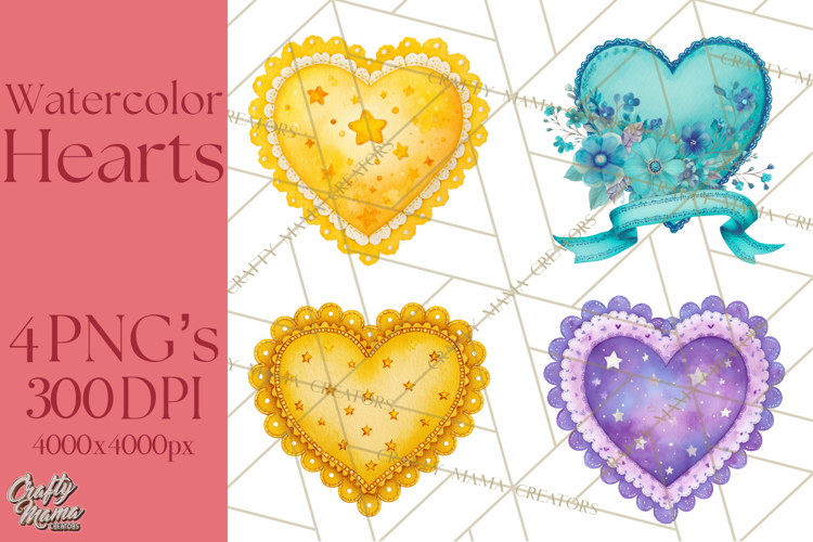 Watercolor Hearts PNG Clipart, Cute Valentine Clip Art