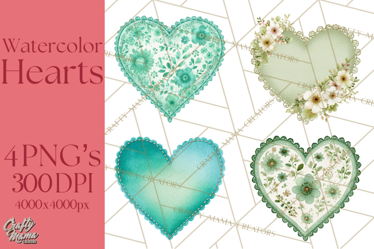 Watercolor Hearts PNG Clipart, Cute Valentine Clip Art