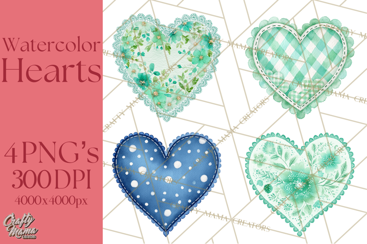 Watercolor Hearts PNG Clipart, Cute Valentine Clip Art