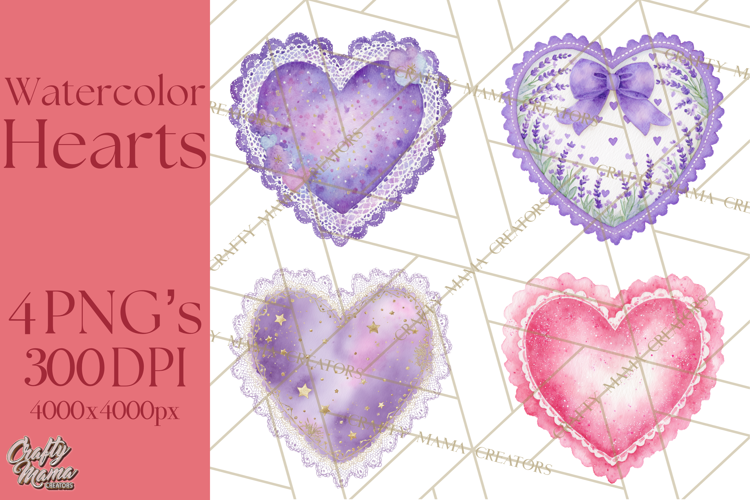 Watercolor Hearts PNG Clipart, Cute Valentine Clip Art