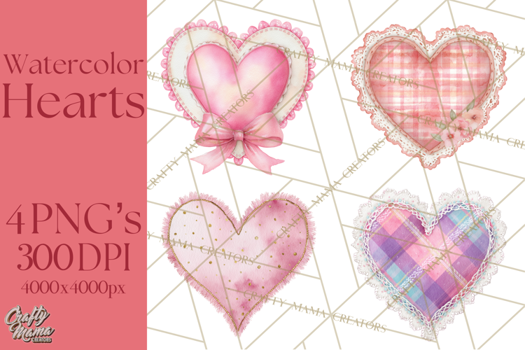 Watercolor Hearts PNG Clipart, Cute Valentine Clip Art