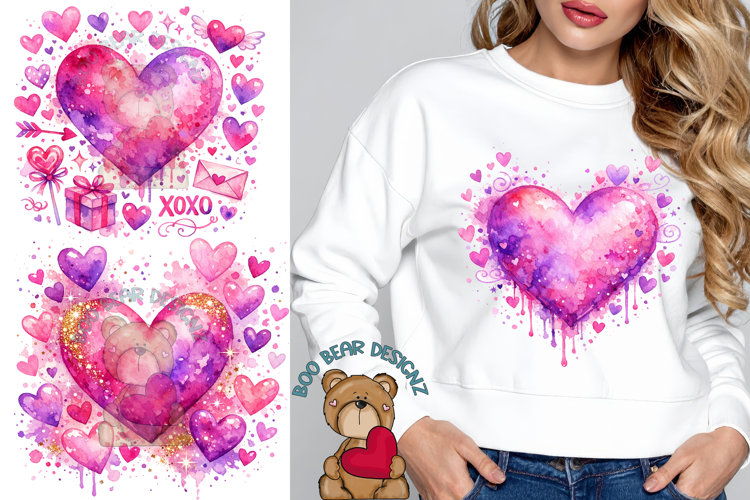Watercolor Valentines Heart Clipart