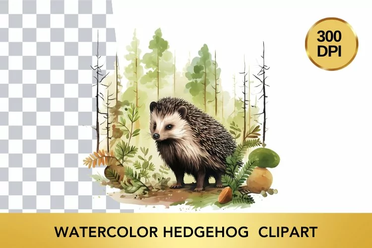 Watercolor hedgehog Clipart, Animal Sublimation PNG