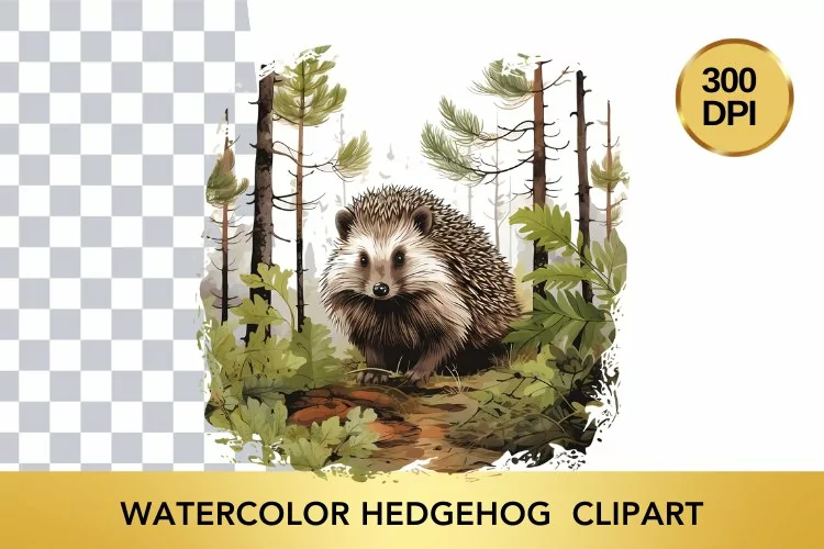 Watercolor hedgehog Clipart, Animal Sublimation PNG