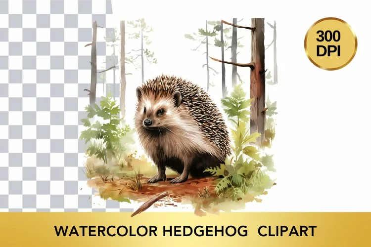Watercolor hedgehog Clipart, Animal Sublimation PNG