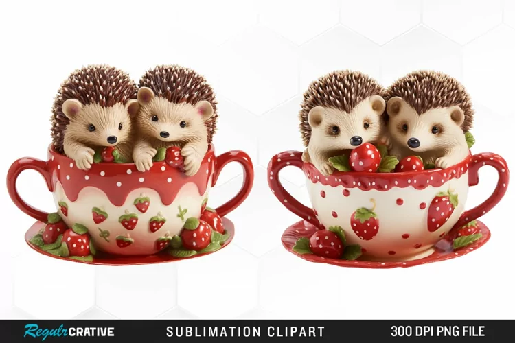 Watercolor Valentines Hedgehog PNG Clipart