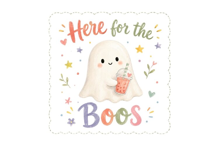 Watercolor Here For The Boos Ghost PNG example image 1