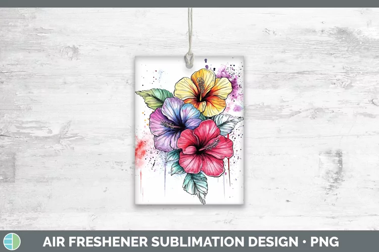 Watercolor Hibiscus Air Freshener Sublimation Car Freshener
