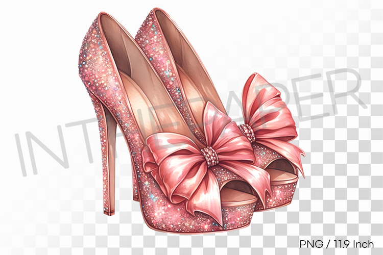 Pink sequin glitter fabric and big ribbon open toe high heel