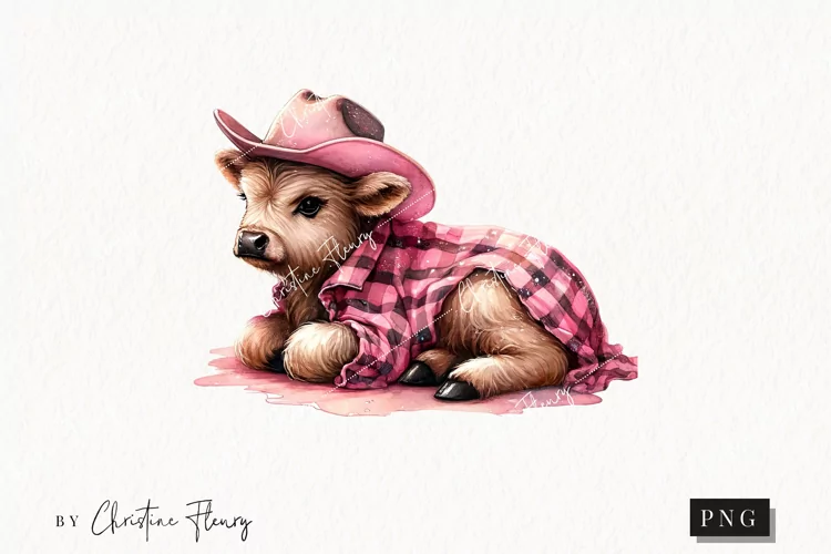 Cowgirl Highland Cow PNG | Cowgirl PNG