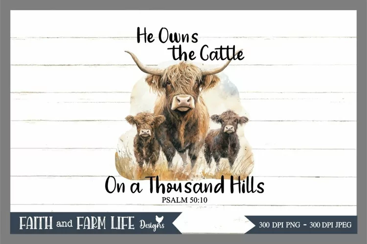 He owns the cattle watercolor highland cows PNG and JPEG