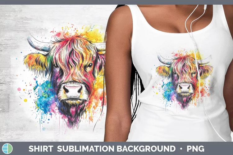 Watercolor Highland Cow Shirt Sublimation Sublimation Backgr
