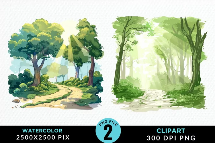 Watercolor Hiking Trails Collection Clipart