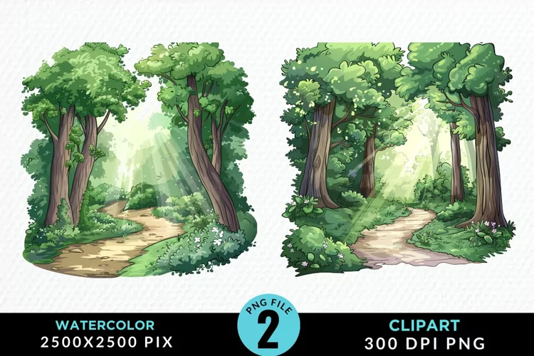 Watercolor Hiking Trails Collection Clipart