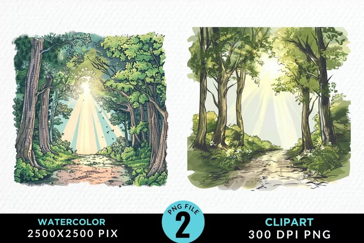 Watercolor Hiking Trails Collection Clipart