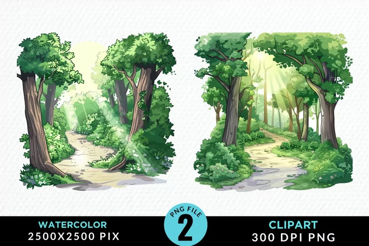 Watercolor Hiking Trails Collection Clipart