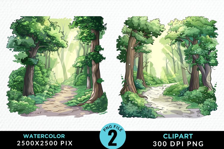 Watercolor Hiking Trails Collection Clipart
