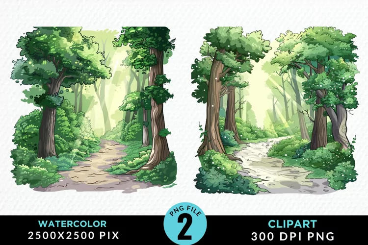Watercolor Hiking Trails Collection Clipart