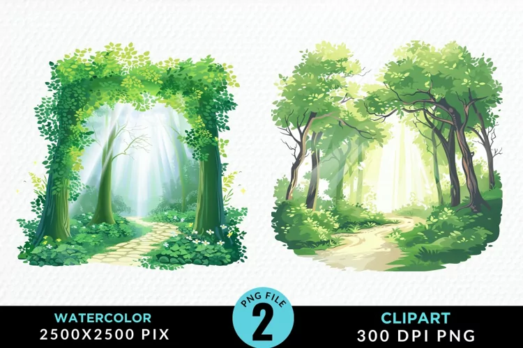Watercolor Hiking Trails Collection PNG Clipart