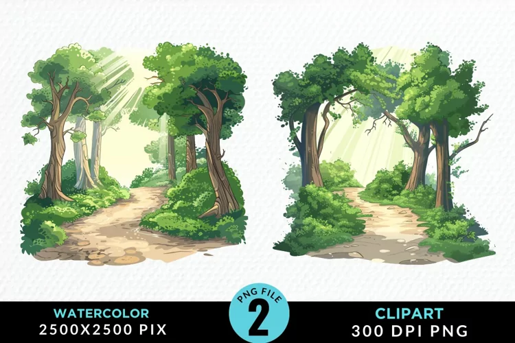 Watercolor Hiking Trails Collection Clipart