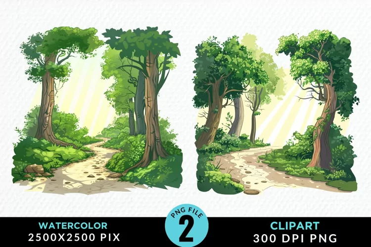 Watercolor Hiking Trails Collection Clipart