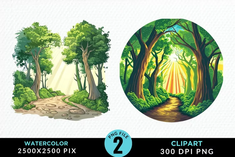 Watercolor Hiking Trails Collection Clipart