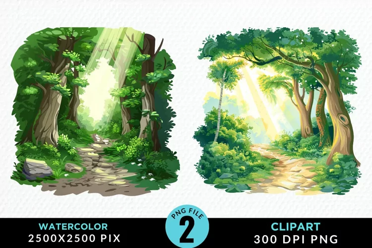 Watercolor Hiking Trails Collection Clipart