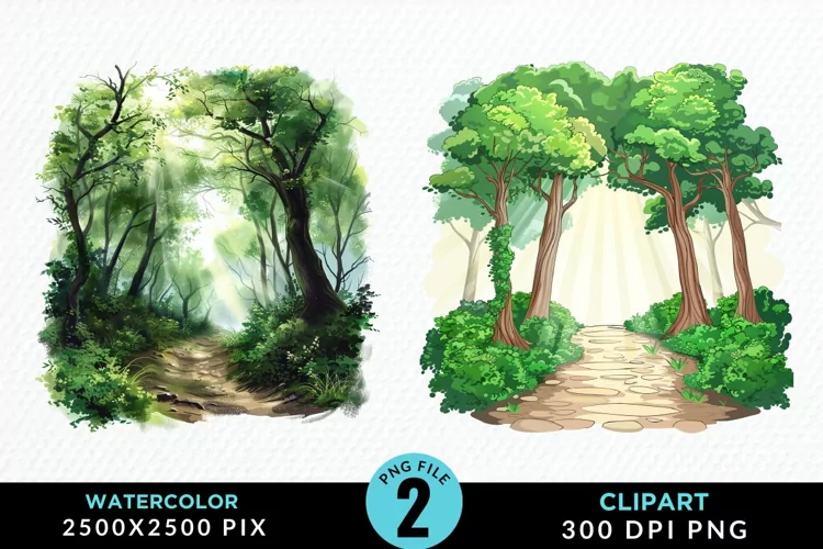 Watercolor Hiking Trails Collection Clipart