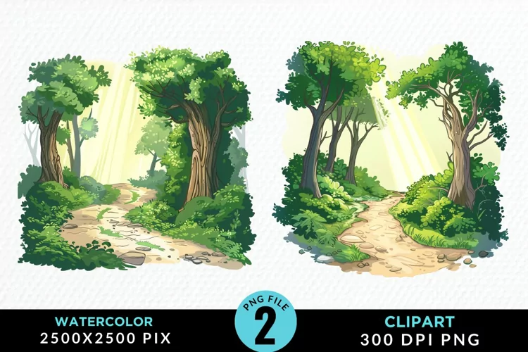 Watercolor Hiking Trails Collection Clipart