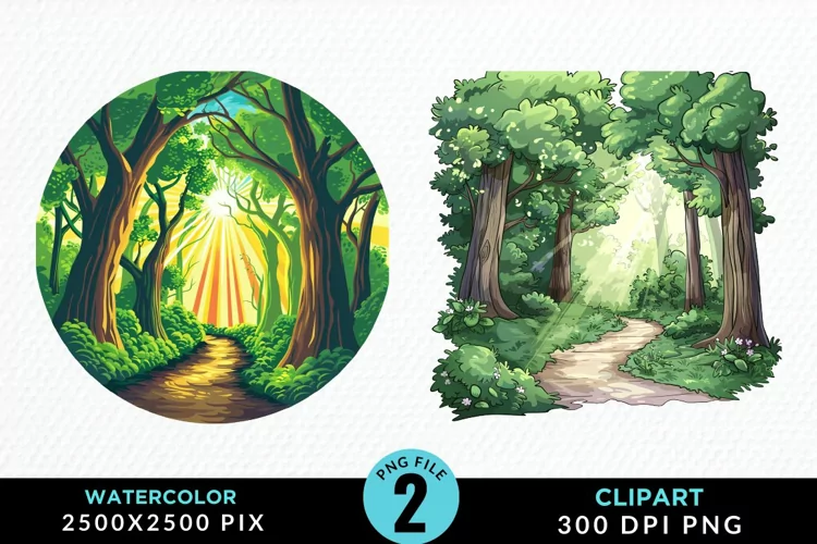 Watercolor Hiking Trails Collection Clipart