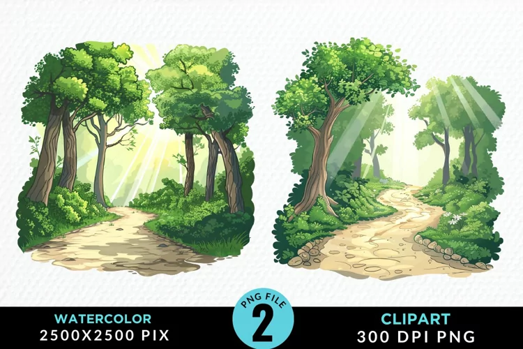 Watercolor Hiking Trails Collection Clipart