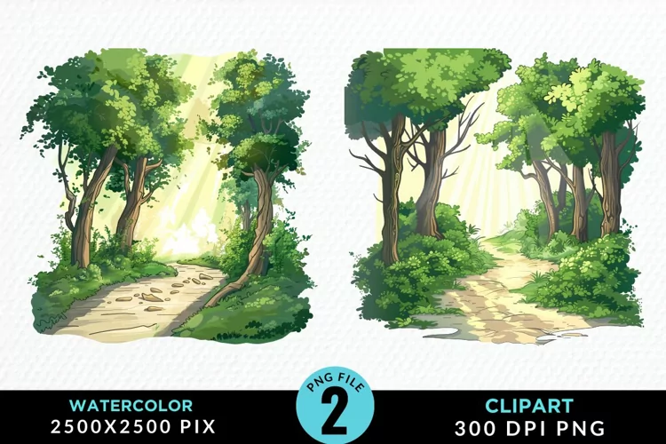 Watercolor Hiking Trails Collection Clipart