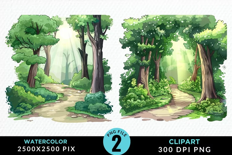 Watercolor Hiking Trails Collection Clipart