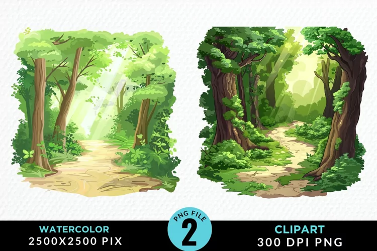 Watercolor Hiking Trails Collection PNG Clipart