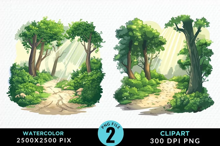 Watercolor Hiking Trails Collection PNG Clipart