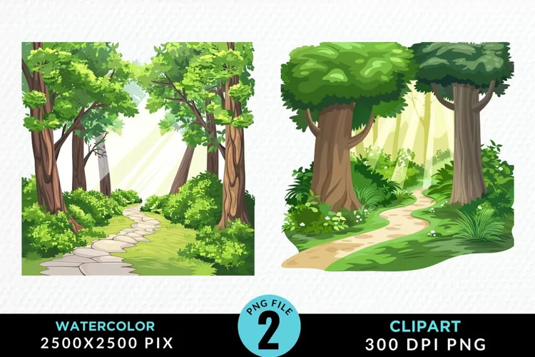 Watercolor Hiking Trails Collection Clipart